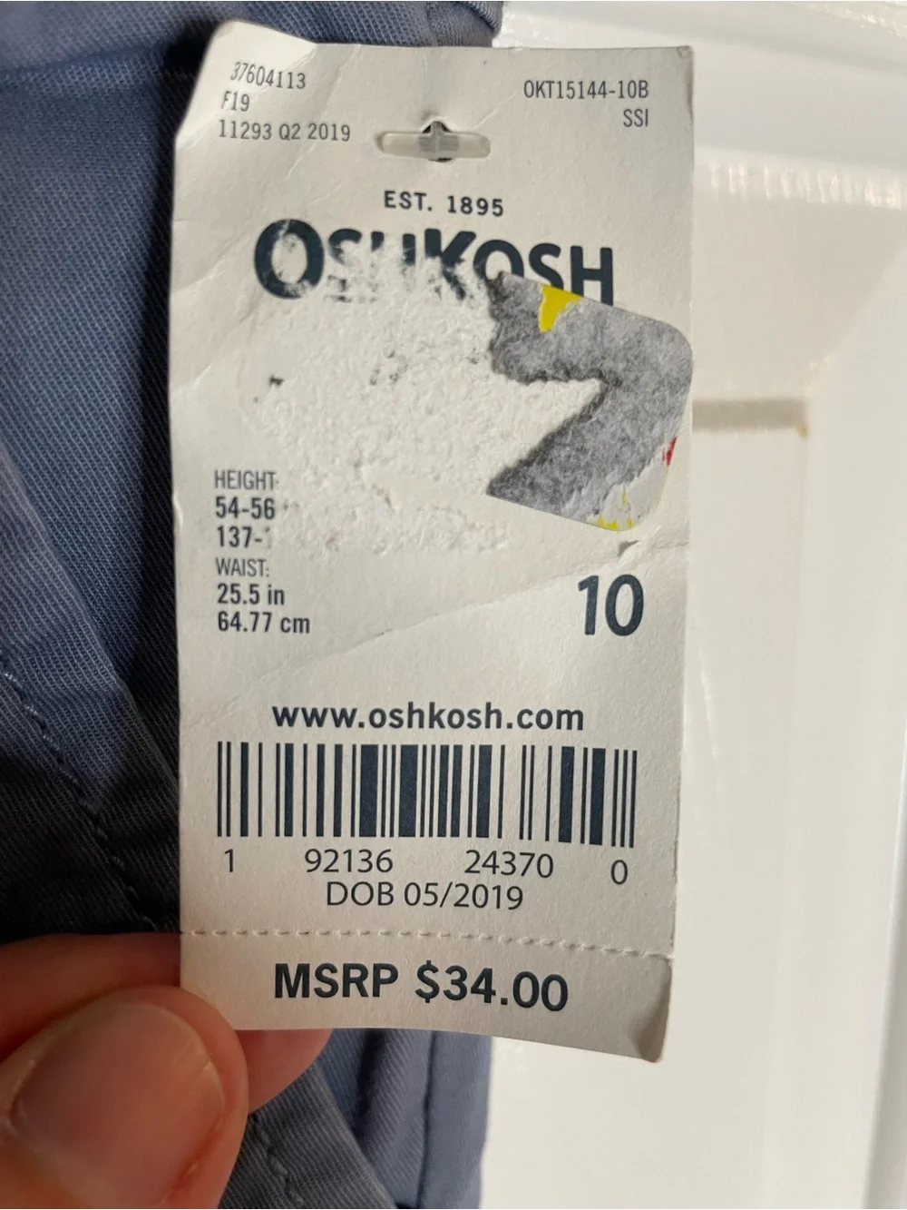 OshKosh B'gosh Stretch Chinos in Slate Blue Adjustable Waist Size 10